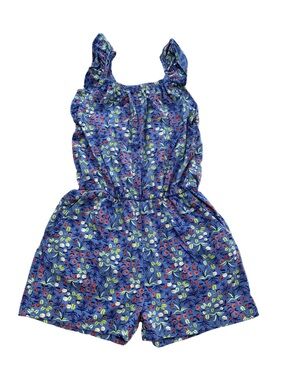 Tea Collection Size 8 Blue Fruit Floral Print Tank One Piece Shorts Romper